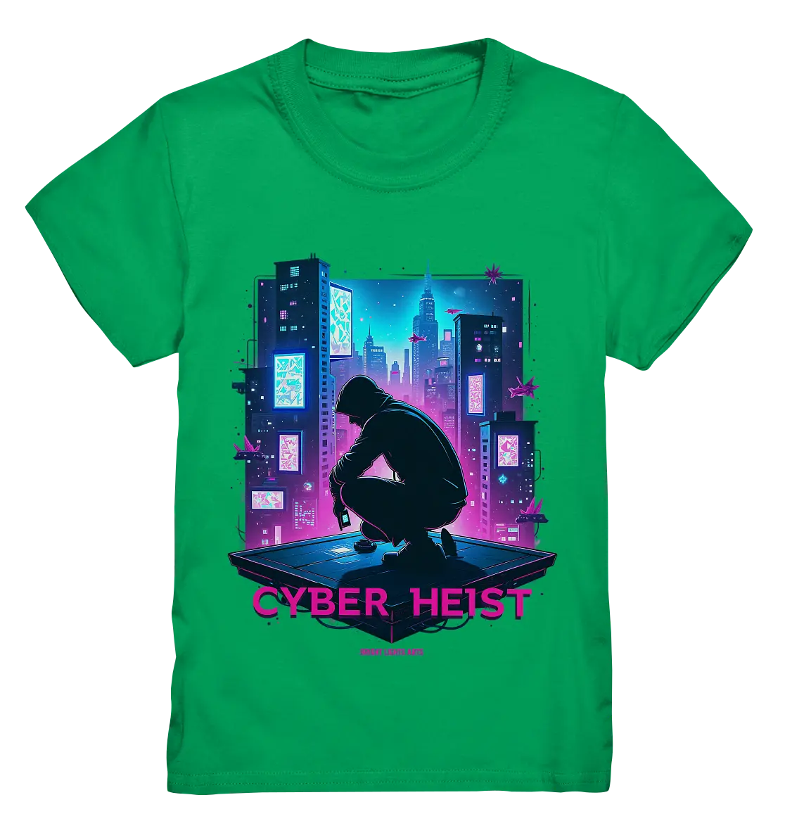 Futuristische Hacking Szene im Cyberpunk Stil - Kids Premium Shirt Bright Lights Arts