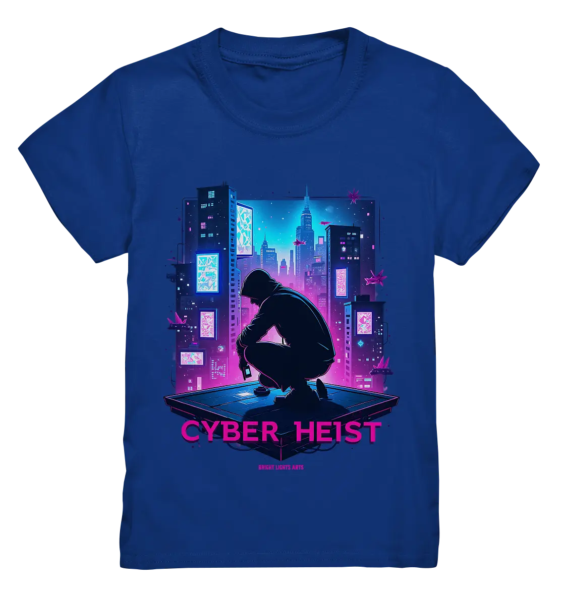 Futuristische Hacking Szene im Cyberpunk Stil - Kids Premium Shirt Bright Lights Arts