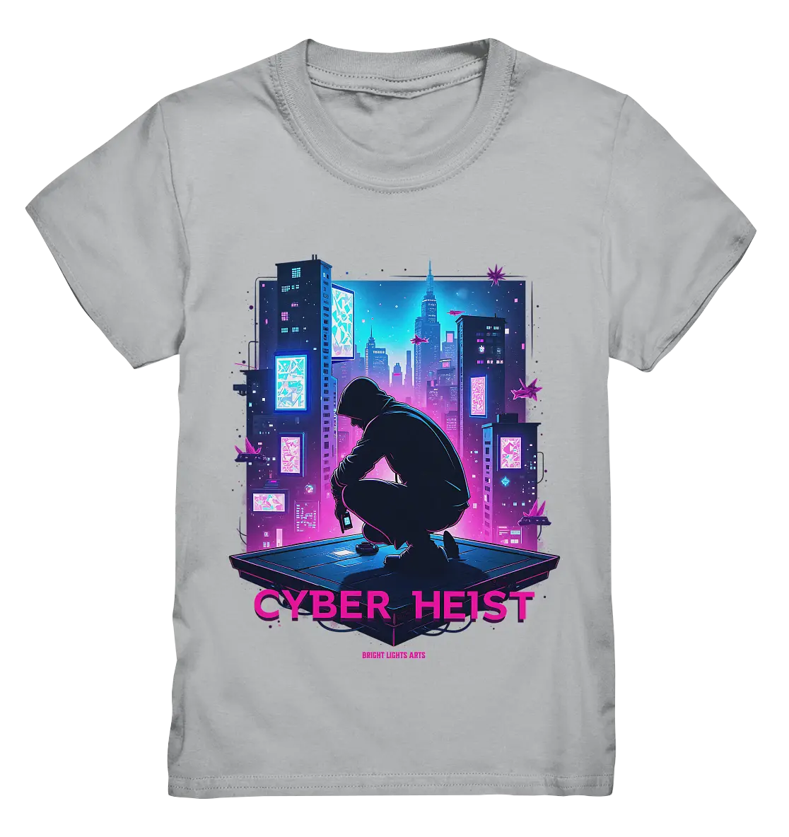 Futuristische Hacking Szene im Cyberpunk Stil - Kids Premium Shirt Bright Lights Arts
