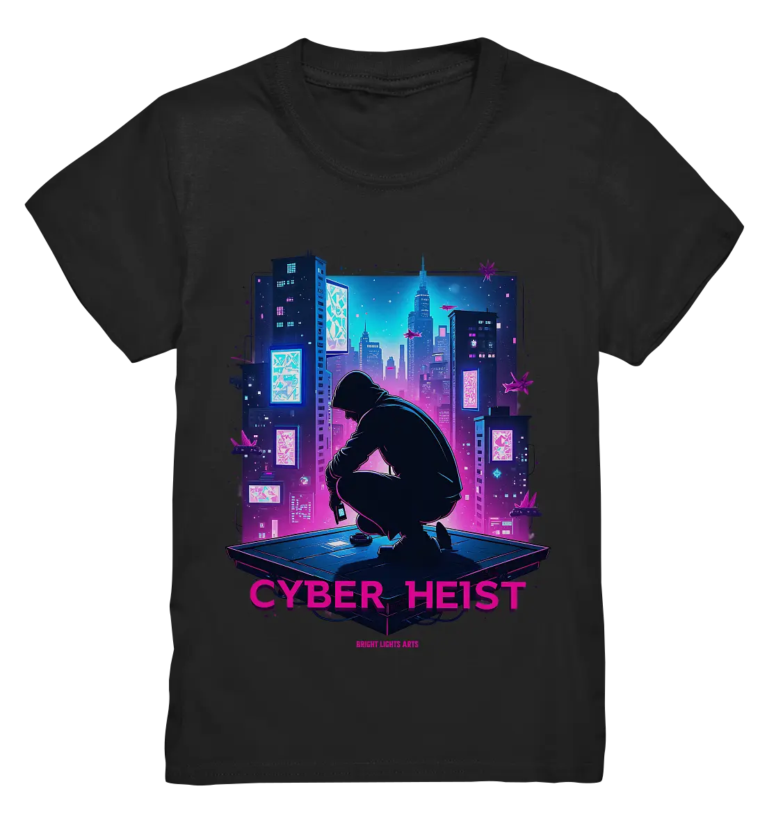 Futuristische Hacking Szene im Cyberpunk Stil - Kids Premium Shirt Bright Lights Arts