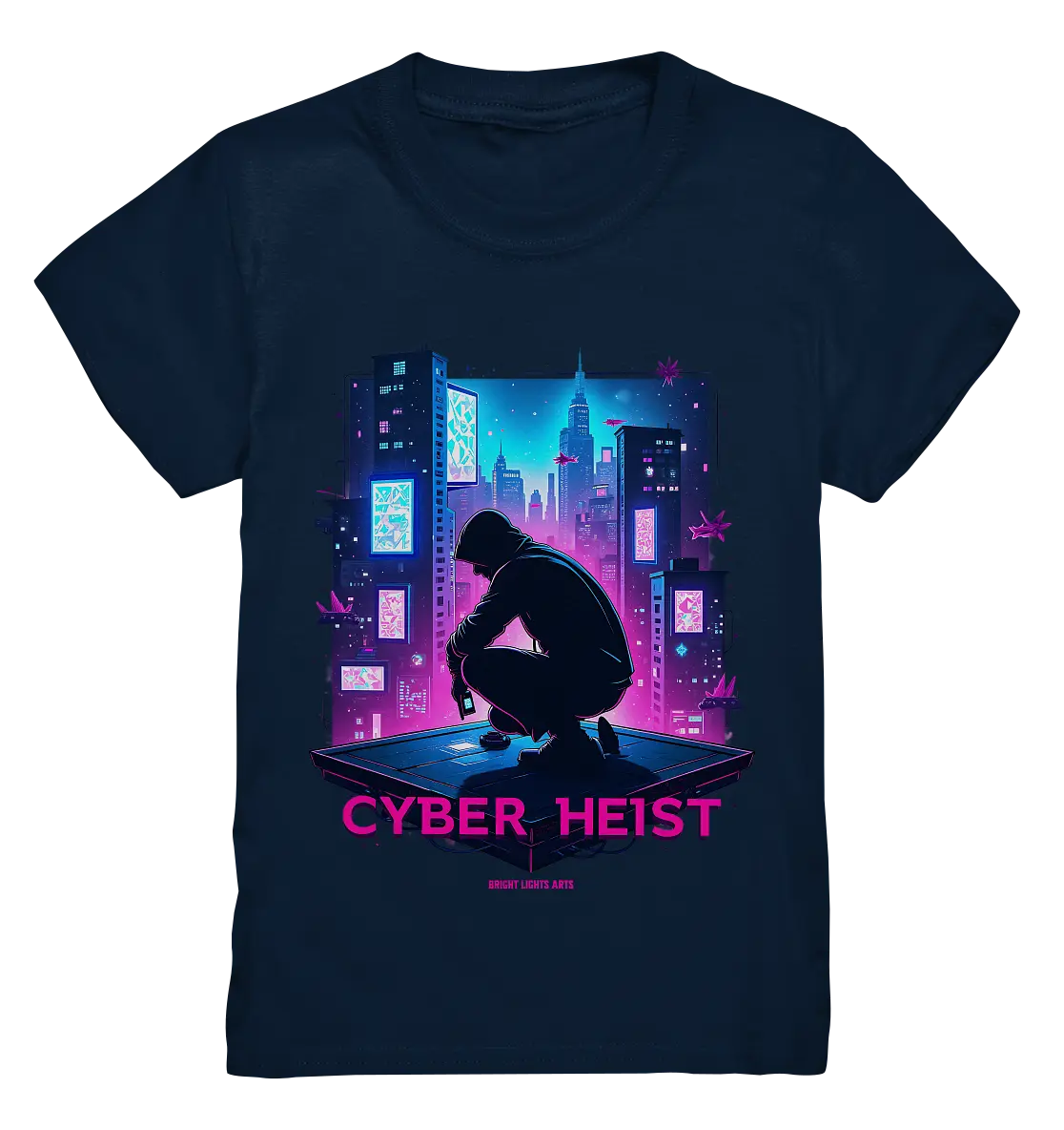 Futuristische Hacking Szene im Cyberpunk Stil - Kids Premium Shirt Bright Lights Arts