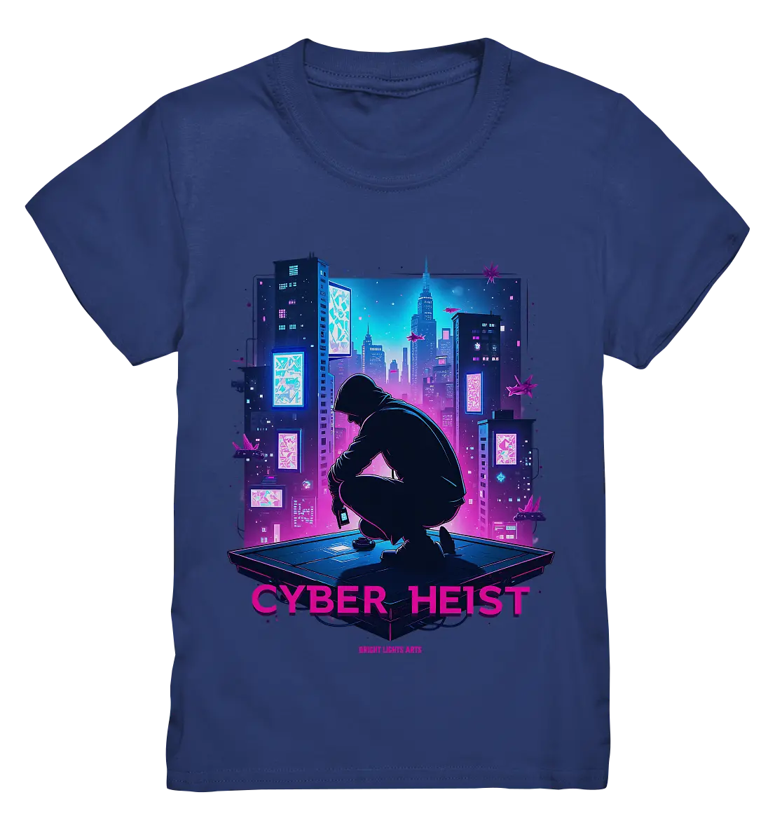 Futuristische Hacking Szene im Cyberpunk Stil - Kids Premium Shirt Bright Lights Arts