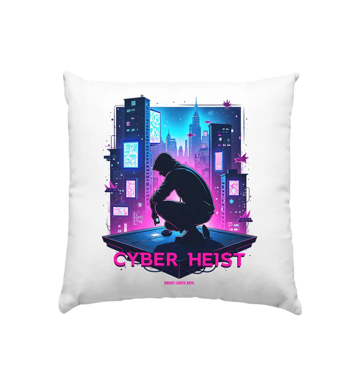 Futuristische Hacking Szene im Cyberpunk Stil - Kissen 40x40cm Bright Lights Arts