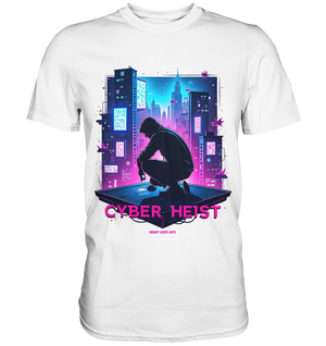 Futuristische Hacking Szene im Cyberpunk Stil - Premium Shirt Bright Lights Arts
