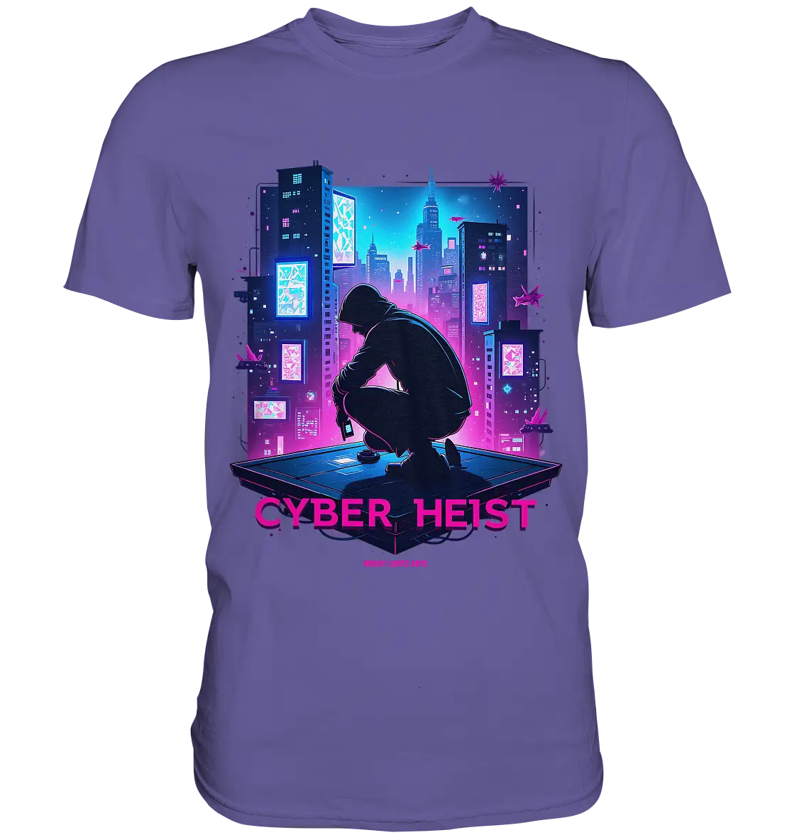 Futuristische Hacking Szene im Cyberpunk Stil - Premium Shirt Bright Lights Arts