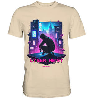 Futuristische Hacking Szene im Cyberpunk Stil - Premium Shirt Bright Lights Arts