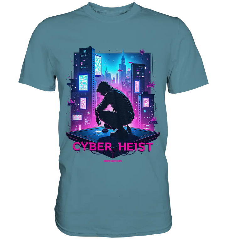 Futuristische Hacking Szene im Cyberpunk Stil - Premium Shirt Bright Lights Arts