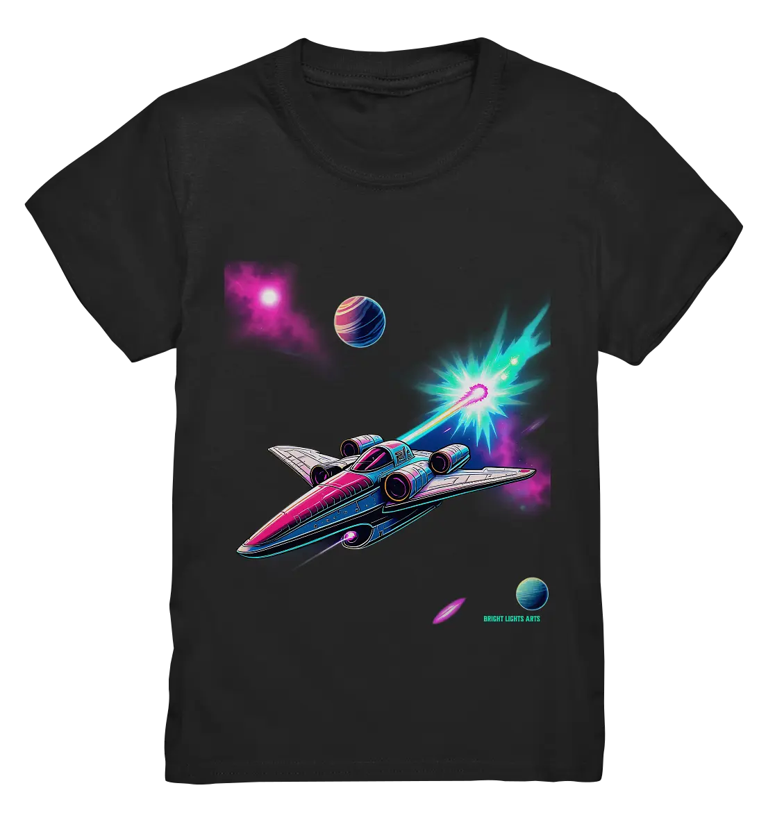 Futuristisches Raumschiff in kosmischer Szene - Kids Premium Shirt Bright Lights Arts