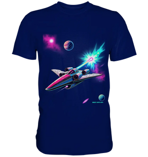 Futuristisches Raumschiff in kosmischer Szene - Premium Shirt Bright Lights Arts