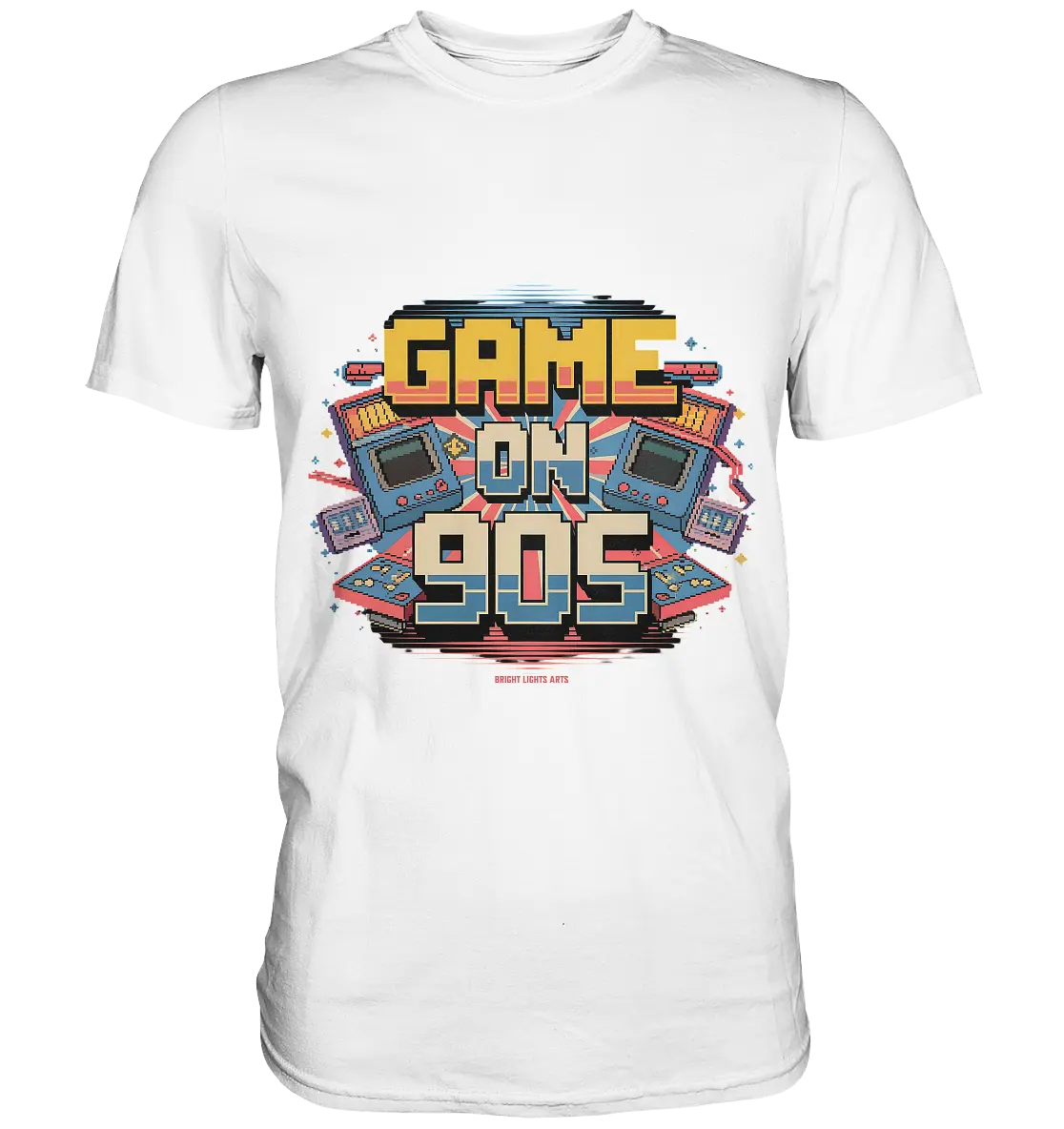 GAME ON 90S Retro Gaming Design - Premium Shirt Bright Lights Arts