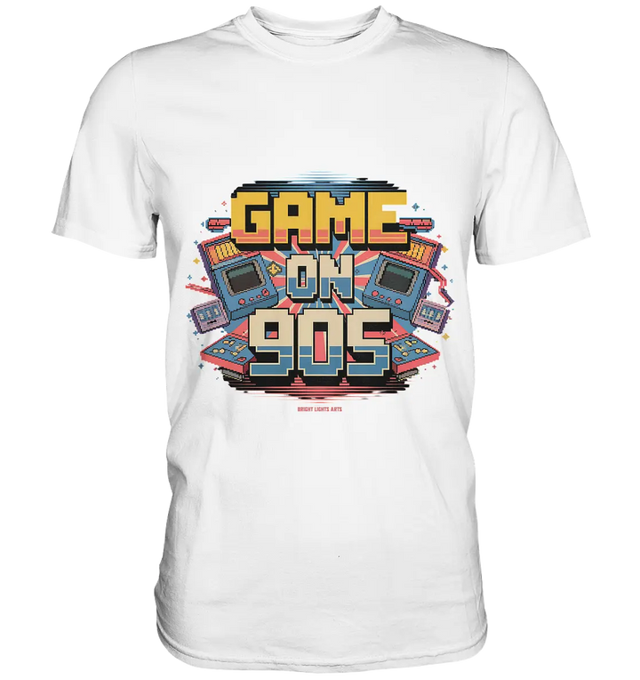 GAME ON 90S Retro Gaming Design - Premium Shirt Bright Lights Arts