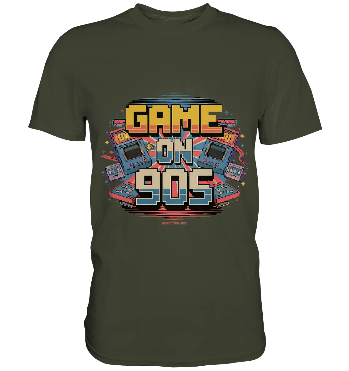 GAME ON 90S Retro Gaming Design - Premium Shirt Bright Lights Arts
