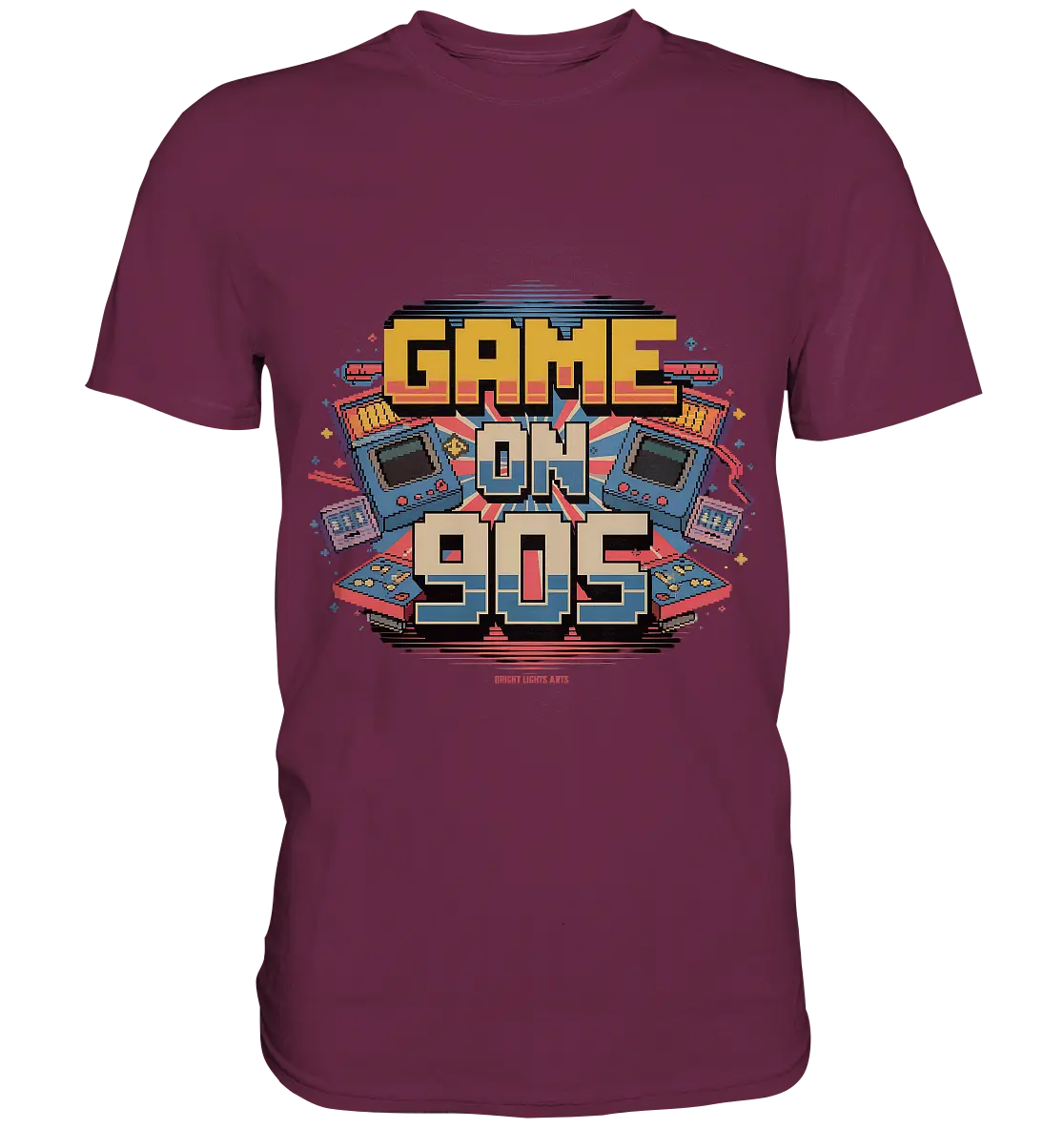 GAME ON 90S Retro Gaming Design - Premium Shirt Bright Lights Arts