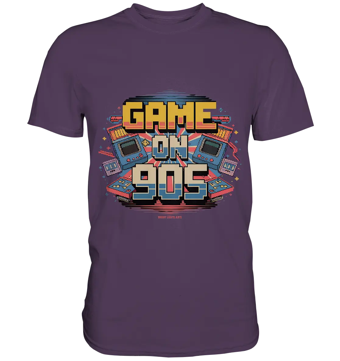 GAME ON 90S Retro Gaming Design - Premium Shirt Bright Lights Arts