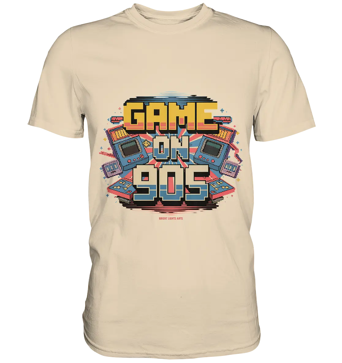GAME ON 90S Retro Gaming Design - Premium Shirt Bright Lights Arts