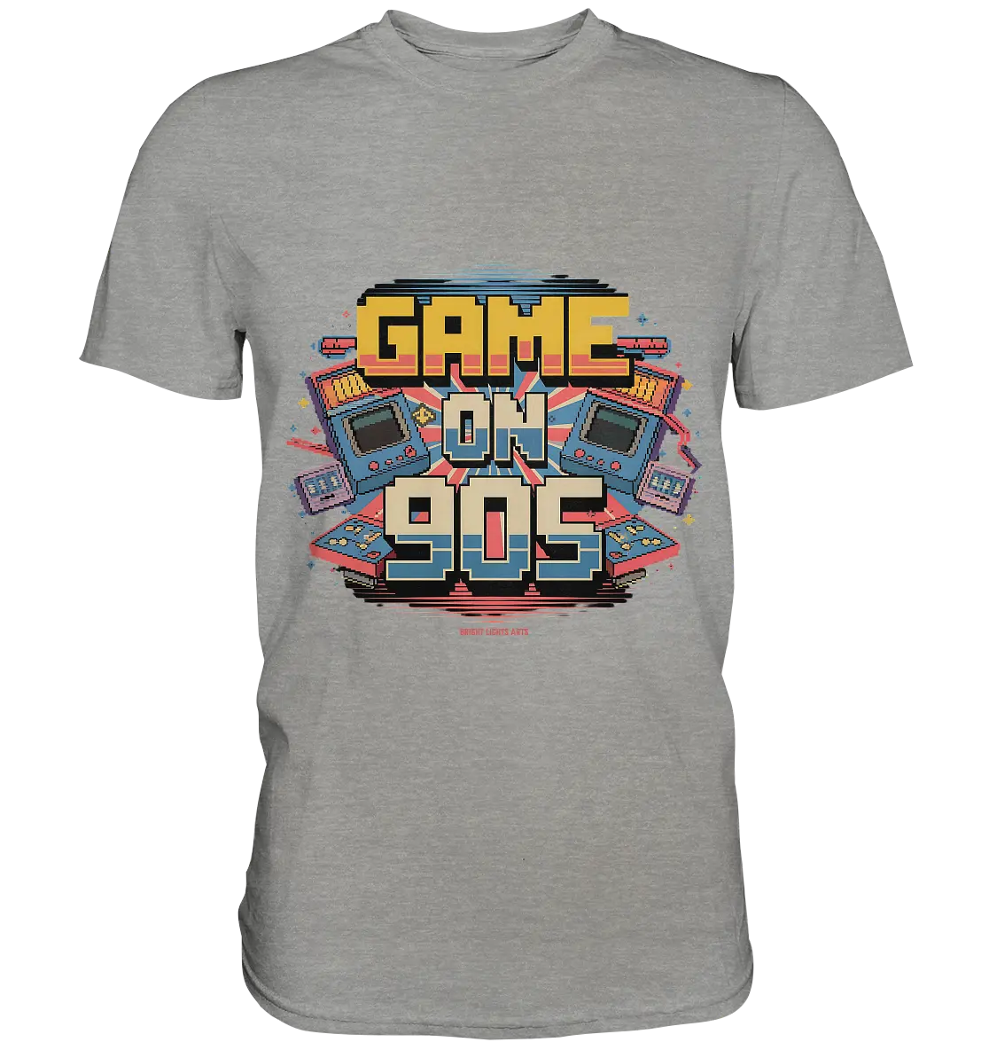 GAME ON 90S Retro Gaming Design - Premium Shirt Bright Lights Arts