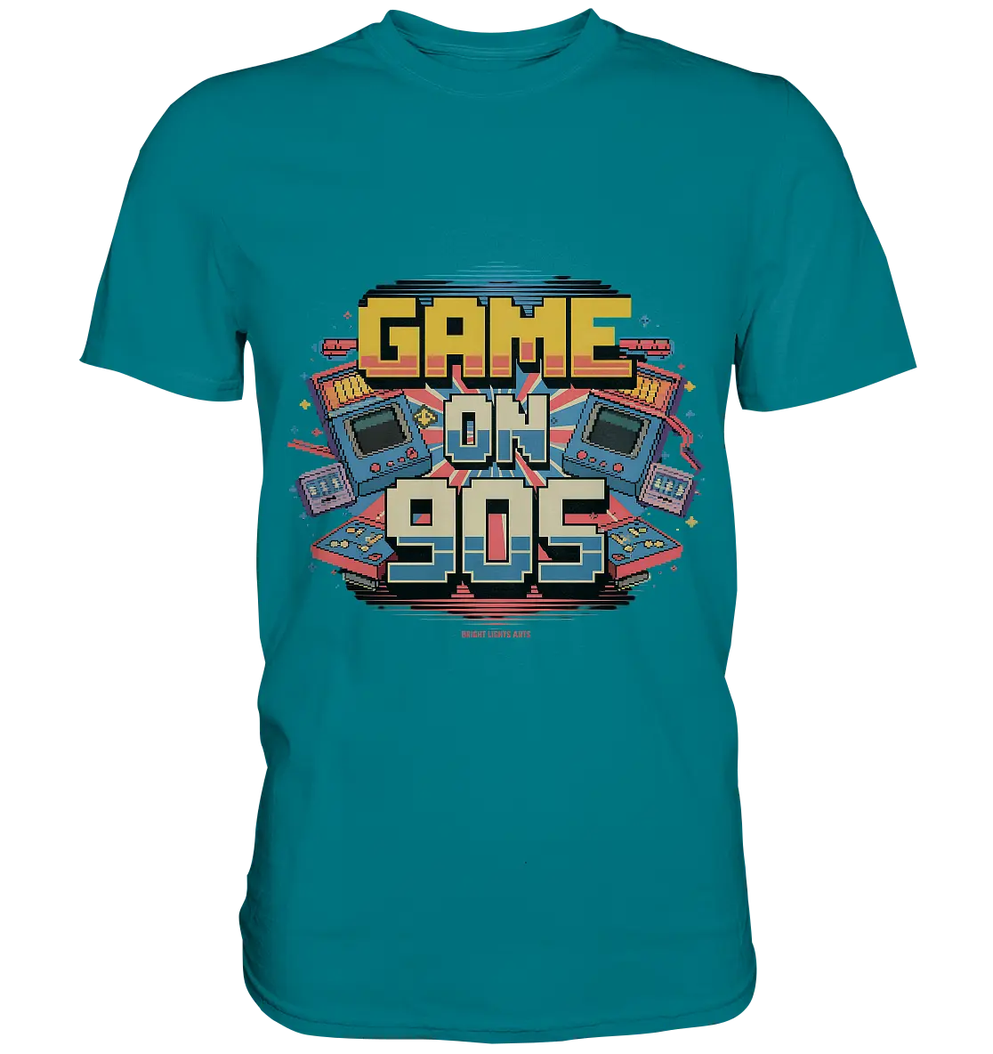 GAME ON 90S Retro Gaming Design - Premium Shirt Bright Lights Arts