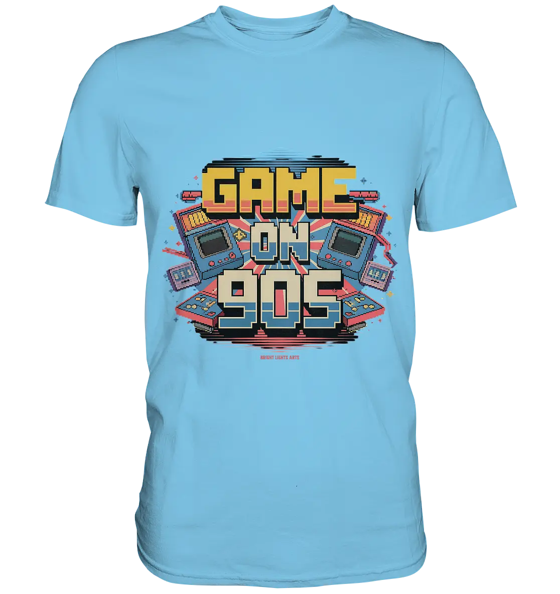 GAME ON 90S Retro Gaming Design - Premium Shirt Bright Lights Arts