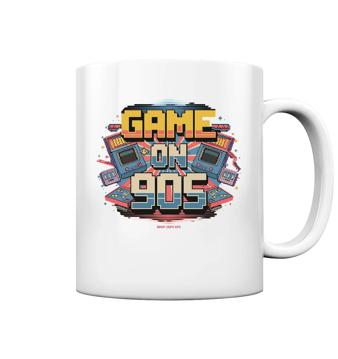 GAME ON 90S Retro Gaming Design - Tasse glossy Bright Lights Arts
