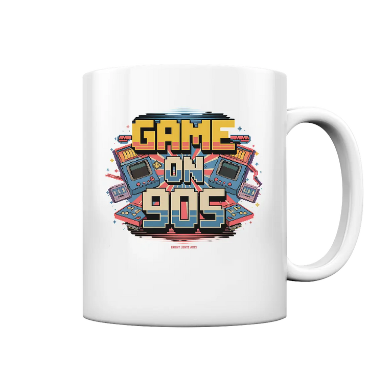 GAME ON 90S Retro Gaming Design - Tasse glossy Bright Lights Arts