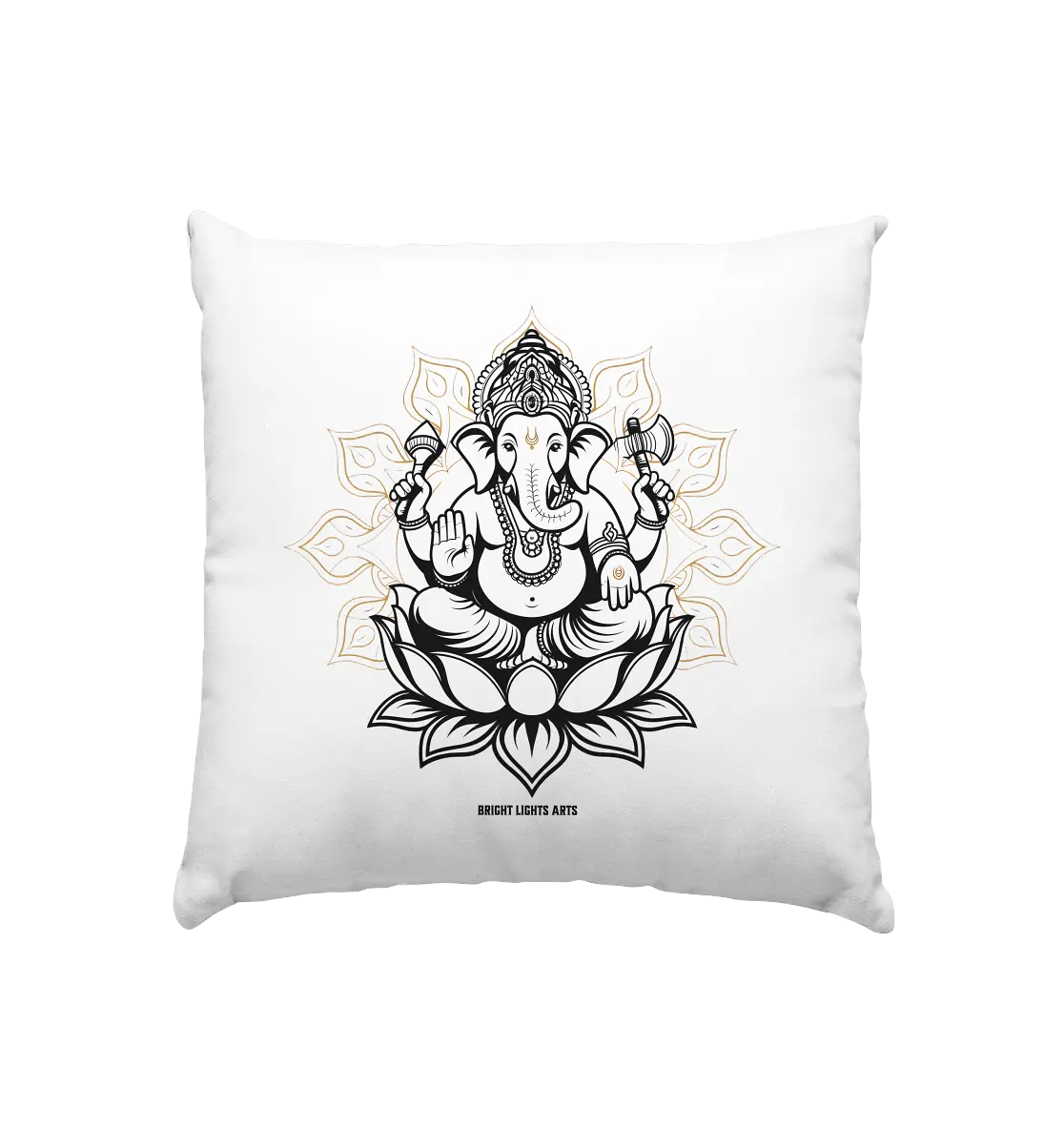 Ganesha im Goldenen Mandala – Spirituelle Harmonie - Kissen 40x40cm Bright Lights Arts