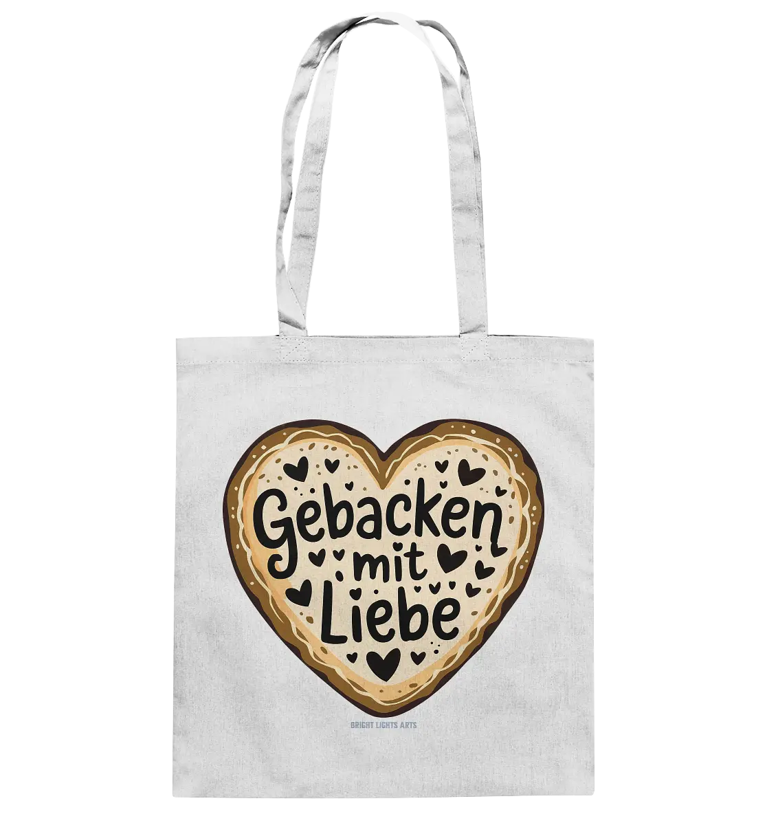 Gebacken mit Liebe – Herzgebäck - Baumwolltasche Bright Lights Arts