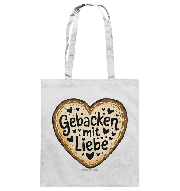 Gebacken mit Liebe – Herzgebäck - Baumwolltasche Bright Lights Arts