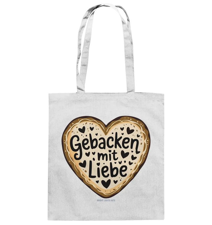 Gebacken mit Liebe – Herzgebäck - Baumwolltasche Bright Lights Arts