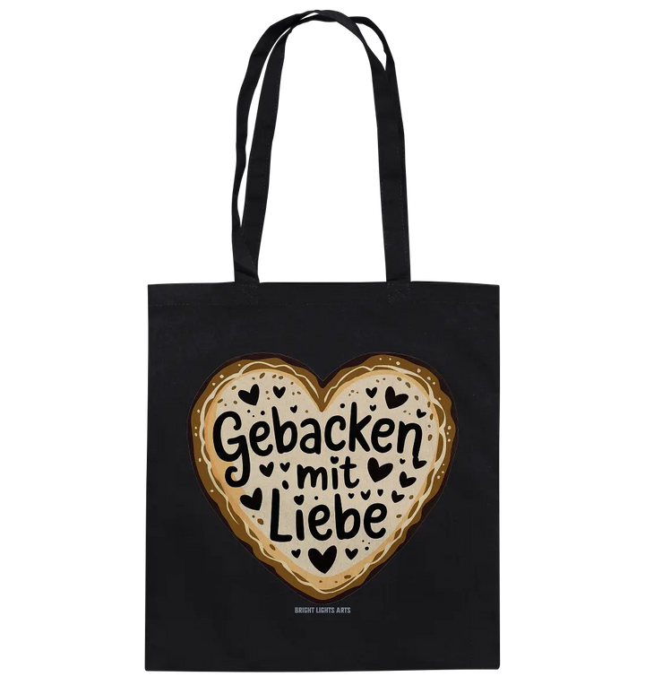 Gebacken mit Liebe – Herzgebäck - Baumwolltasche Bright Lights Arts
