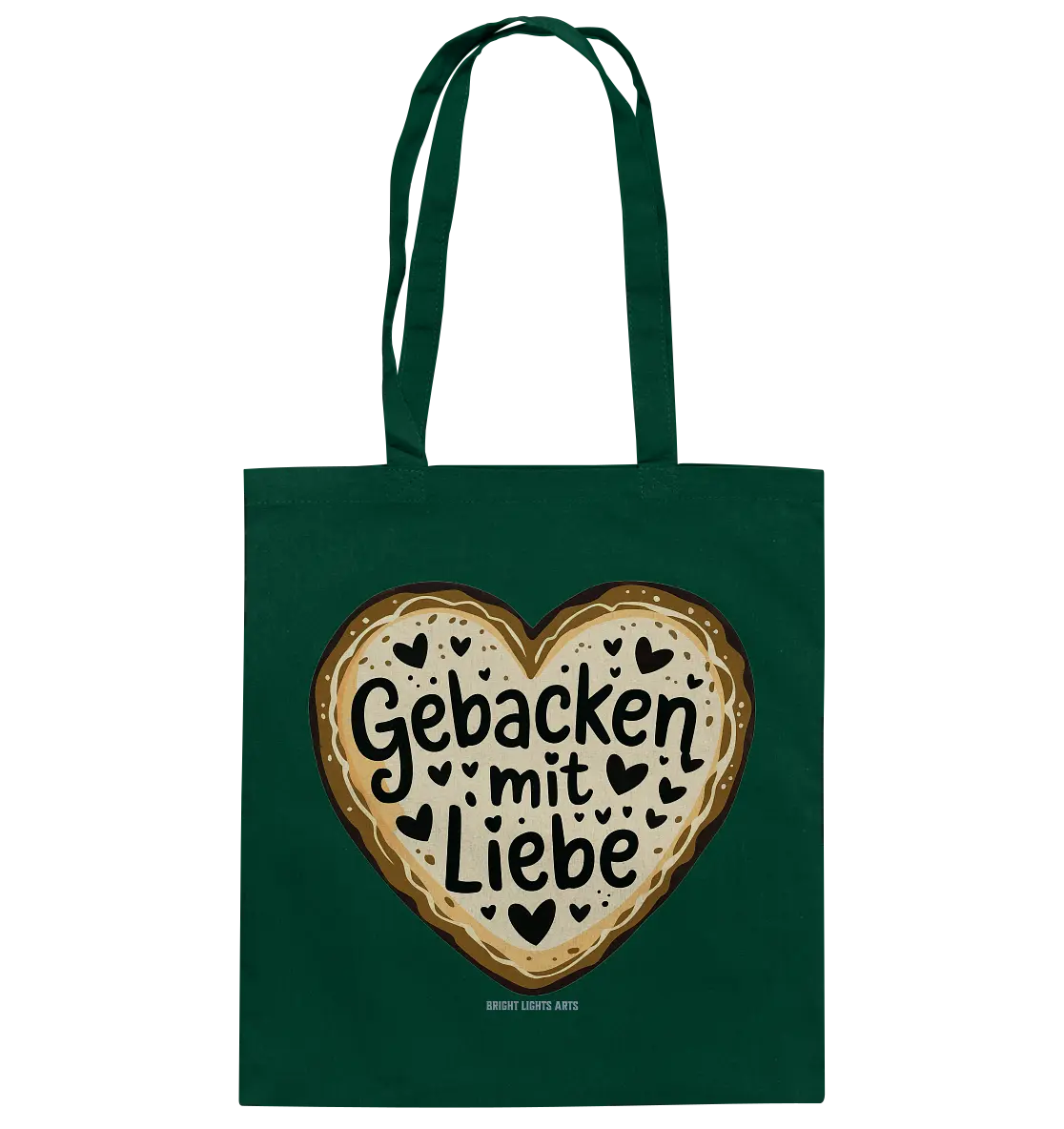 Gebacken mit Liebe – Herzgebäck - Baumwolltasche Bright Lights Arts