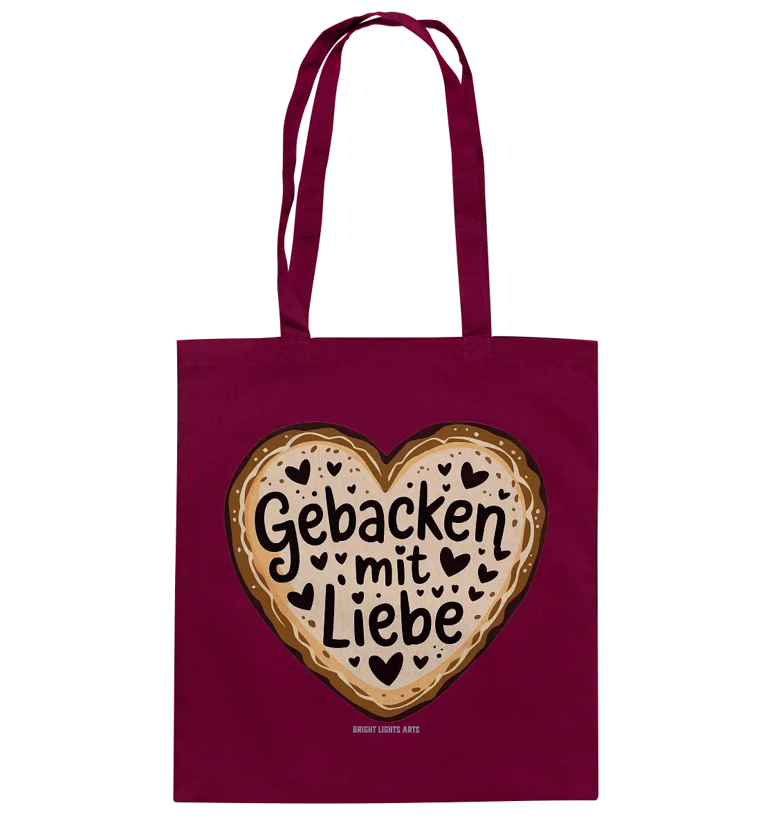 Gebacken mit Liebe – Herzgebäck - Baumwolltasche Bright Lights Arts