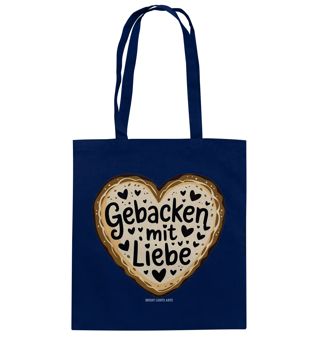 Gebacken mit Liebe – Herzgebäck - Baumwolltasche Bright Lights Arts