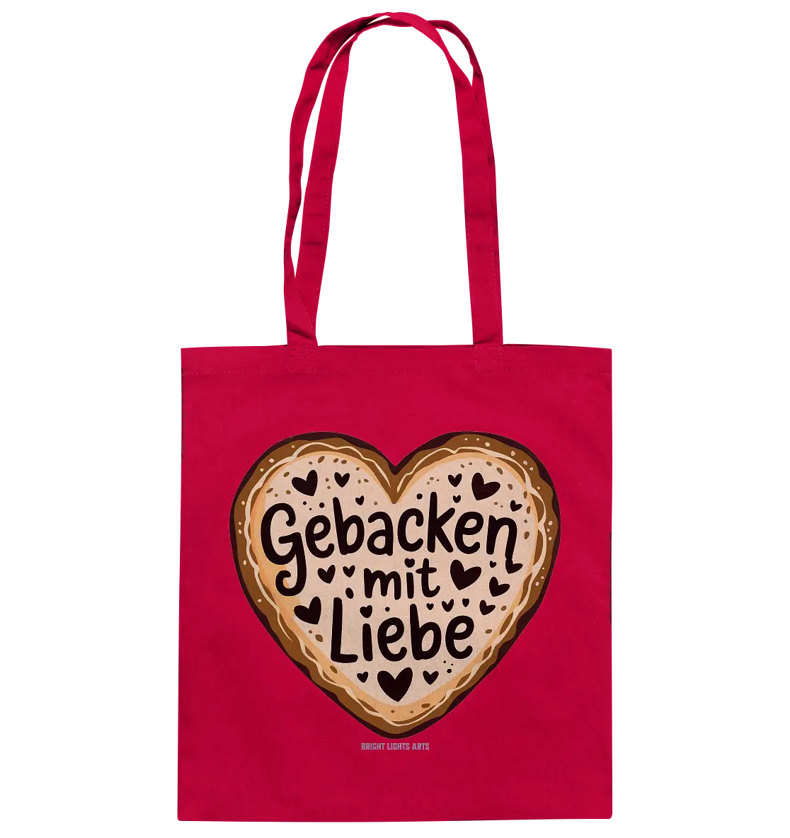 Gebacken mit Liebe – Herzgebäck - Baumwolltasche Bright Lights Arts