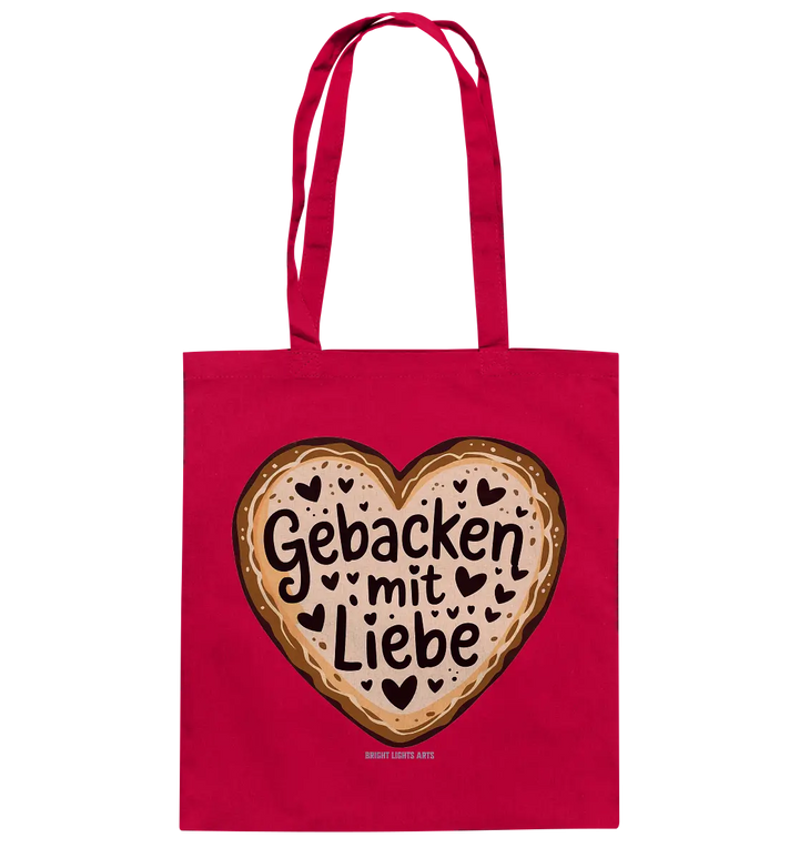Gebacken mit Liebe – Herzgebäck - Baumwolltasche Bright Lights Arts
