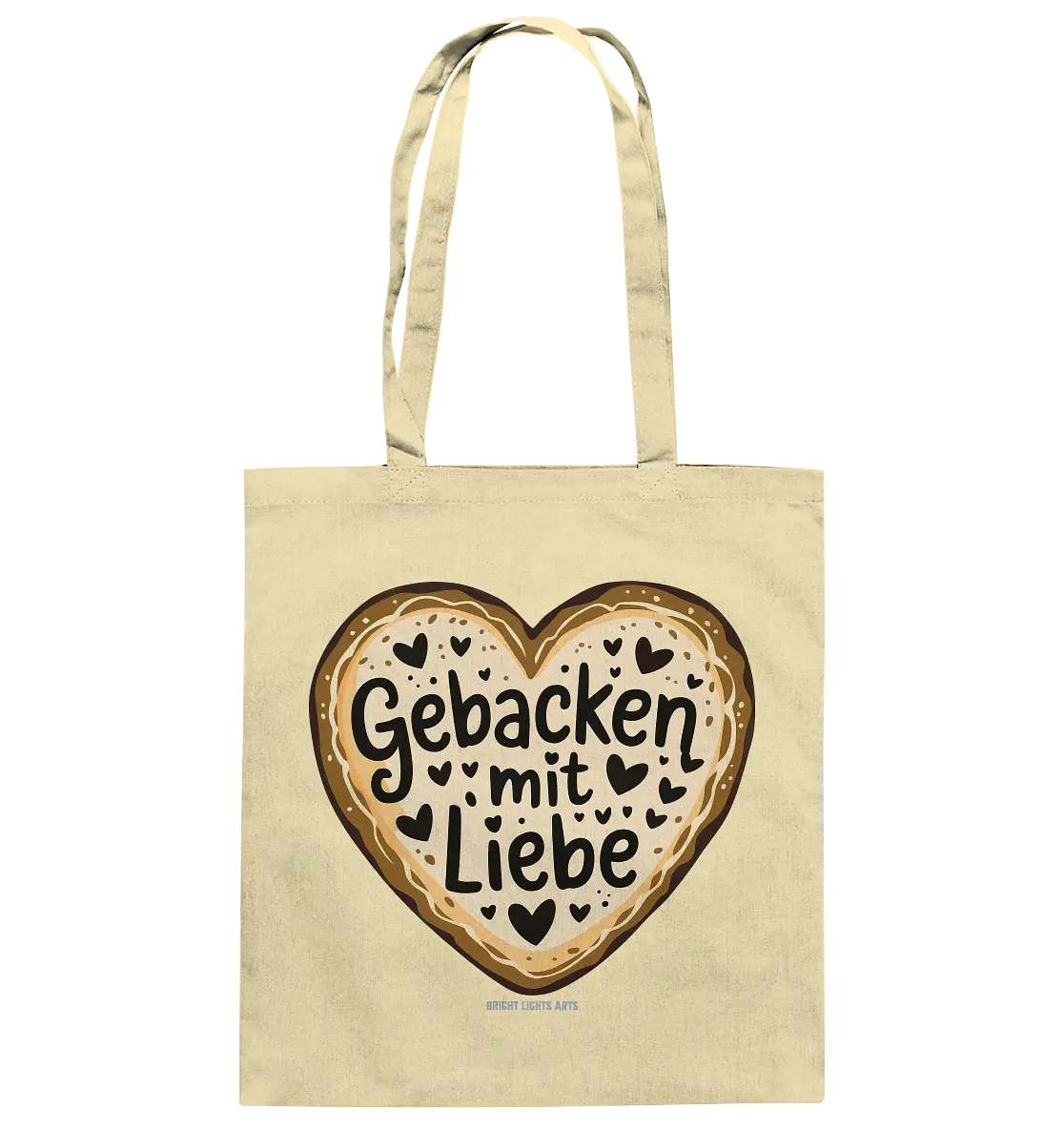 Gebacken mit Liebe – Herzgebäck - Baumwolltasche Bright Lights Arts