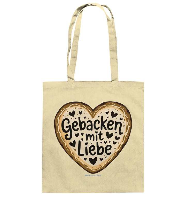Gebacken mit Liebe – Herzgebäck - Baumwolltasche Bright Lights Arts