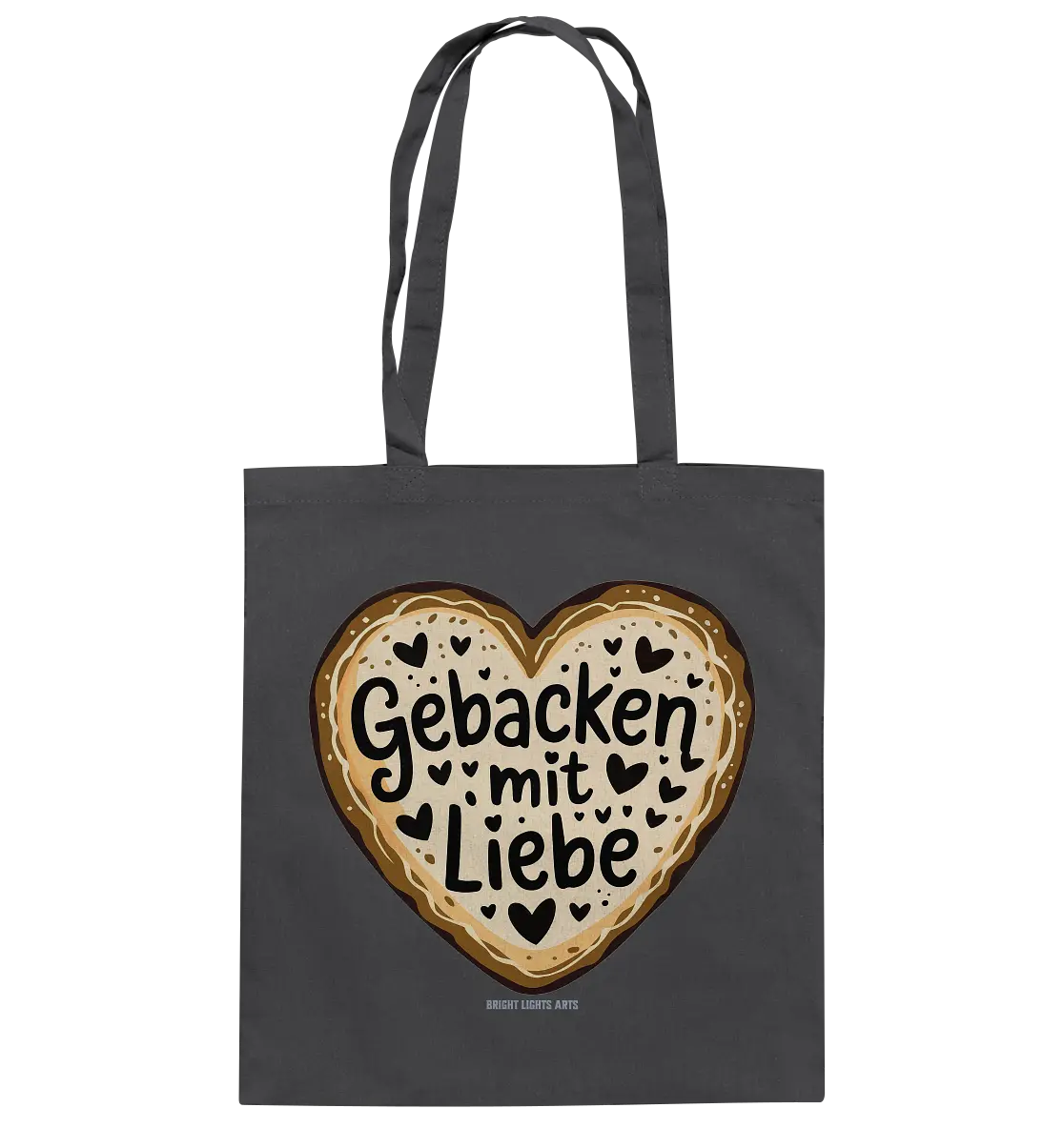 Gebacken mit Liebe – Herzgebäck - Baumwolltasche Bright Lights Arts