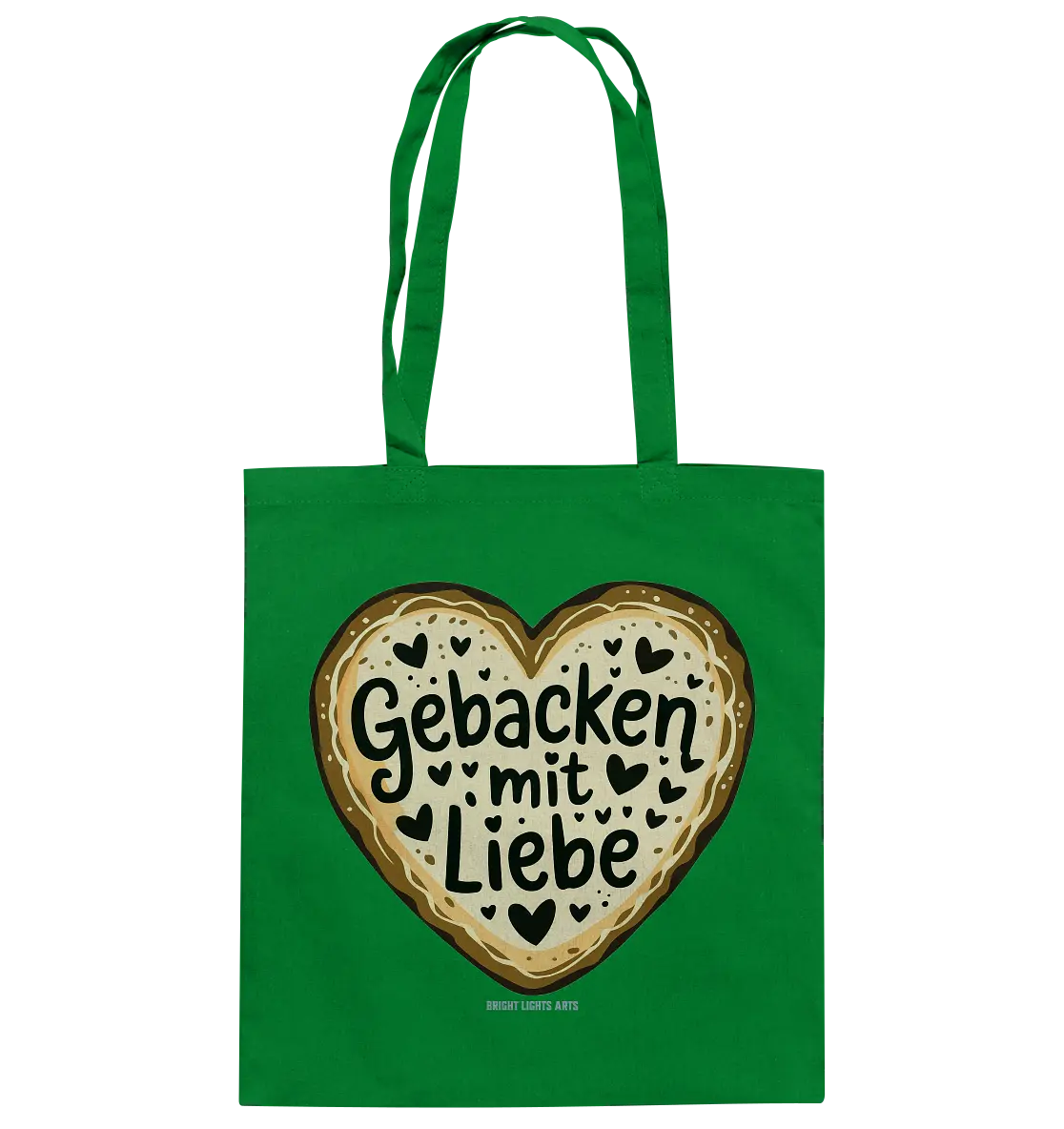 Gebacken mit Liebe – Herzgebäck - Baumwolltasche Bright Lights Arts