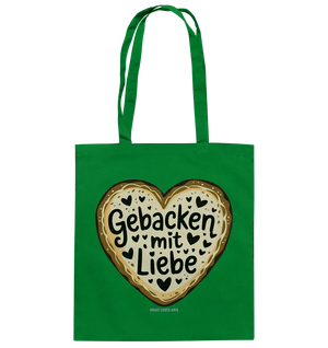 Gebacken mit Liebe – Herzgebäck - Baumwolltasche Bright Lights Arts
