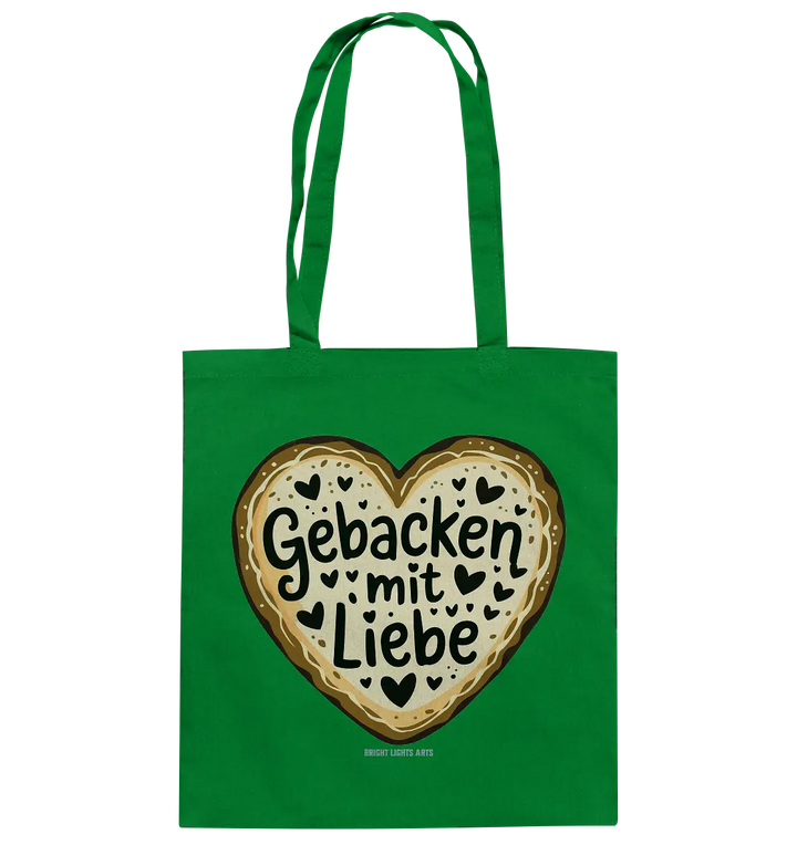 Gebacken mit Liebe – Herzgebäck - Baumwolltasche Bright Lights Arts