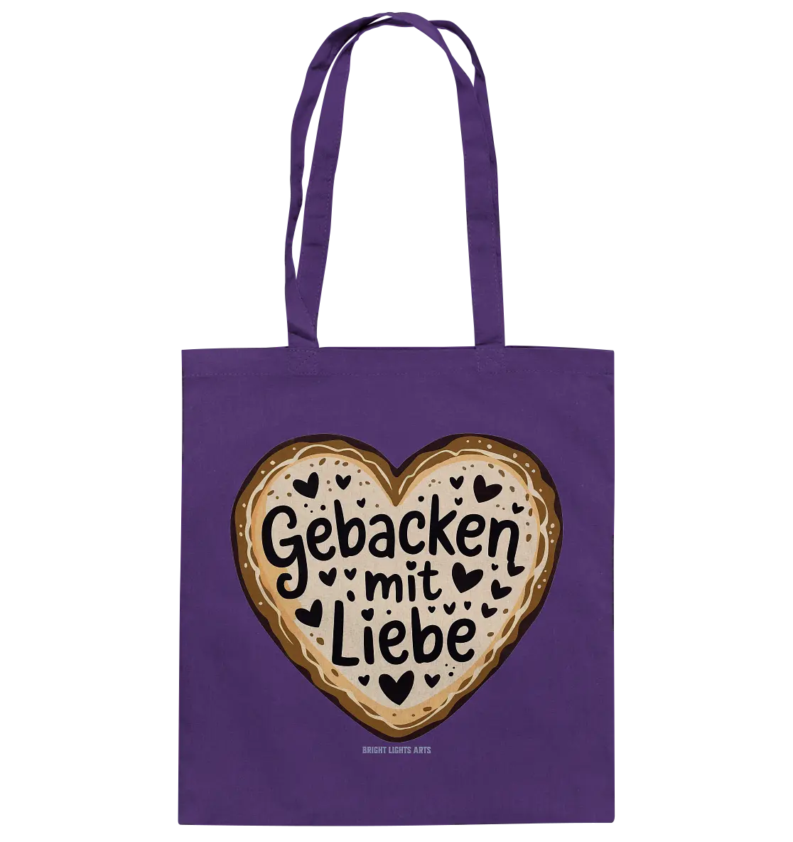 Gebacken mit Liebe – Herzgebäck - Baumwolltasche Bright Lights Arts