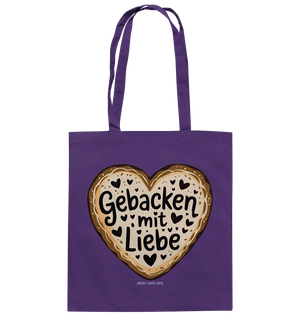 Gebacken mit Liebe – Herzgebäck - Baumwolltasche Bright Lights Arts
