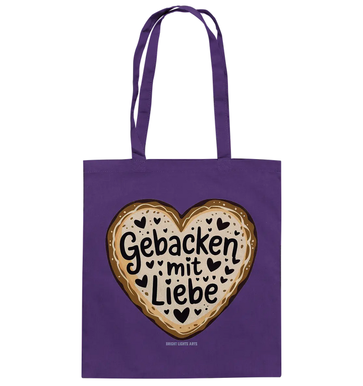 Gebacken mit Liebe – Herzgebäck - Baumwolltasche Bright Lights Arts