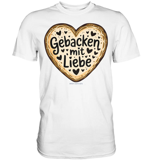 Gebacken mit Liebe – Herzgebäck - Premium Shirt Bright Lights Arts