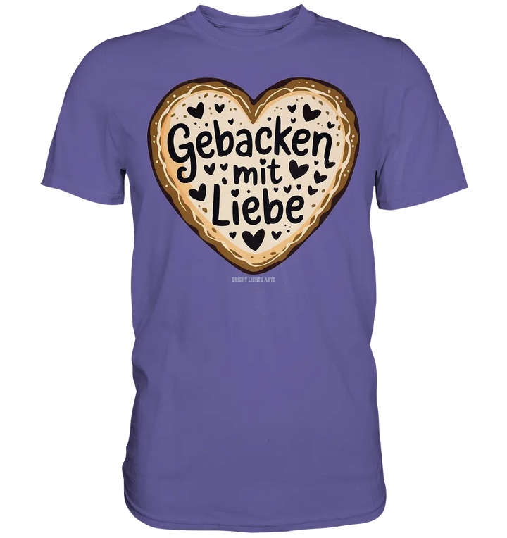 Gebacken mit Liebe – Herzgebäck - Premium Shirt Bright Lights Arts