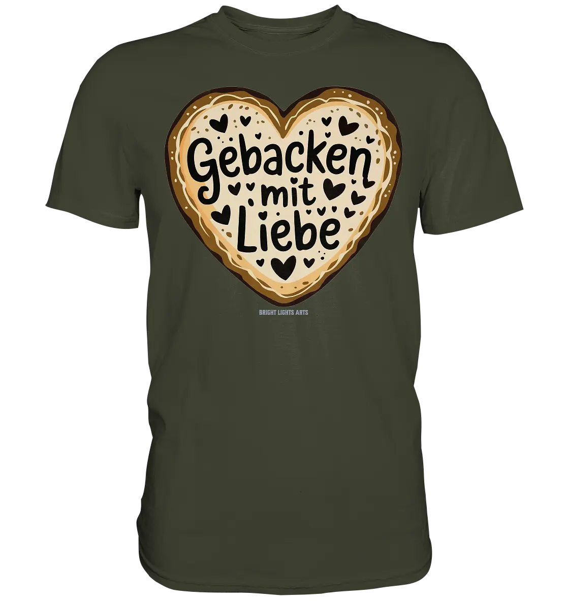 Gebacken mit Liebe – Herzgebäck - Premium Shirt Bright Lights Arts