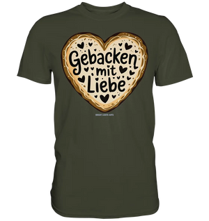 Gebacken mit Liebe – Herzgebäck - Premium Shirt Bright Lights Arts