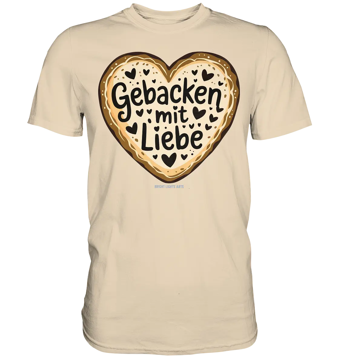 Gebacken mit Liebe – Herzgebäck - Premium Shirt Bright Lights Arts