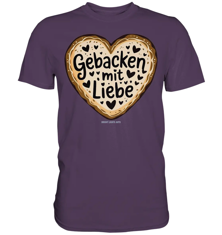 Gebacken mit Liebe – Herzgebäck - Premium Shirt Bright Lights Arts