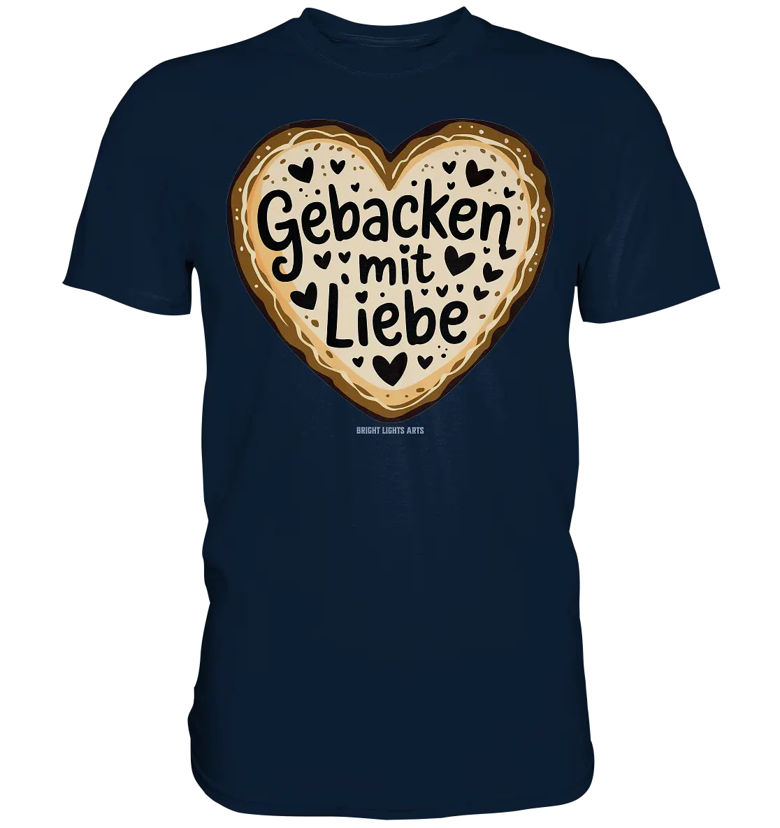 Gebacken mit Liebe – Herzgebäck - Premium Shirt Bright Lights Arts